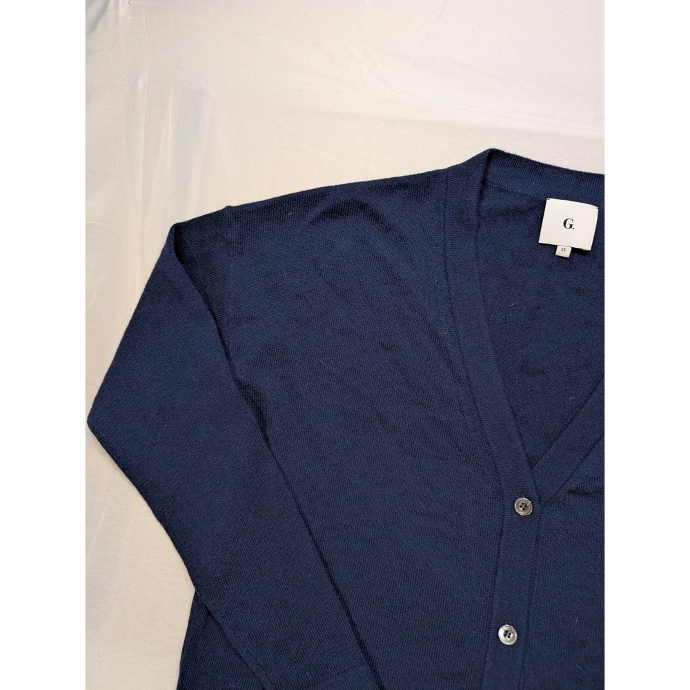 G. Label Goop Women XS Navy Blue 100% Cashmere V-Neck Cardigan Sweater Italy - Picture 4 of 12